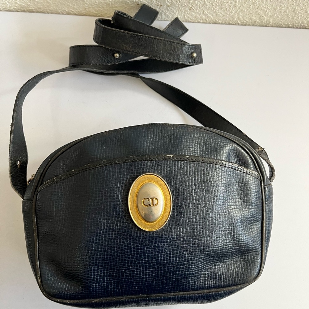 Navy blue Leather Crossbody Bag - Picture 1 of 15